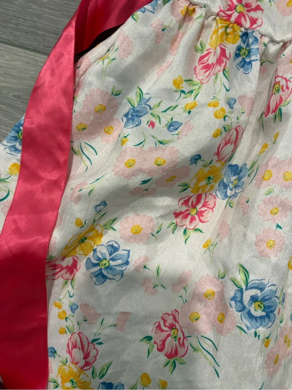 CHAPS Floral Satin Girl's Dress with Pink Sash. Girls 18 months